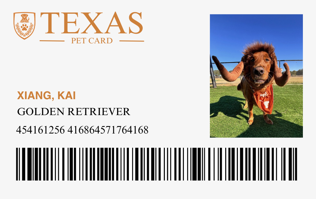 Texas Pet ID Card